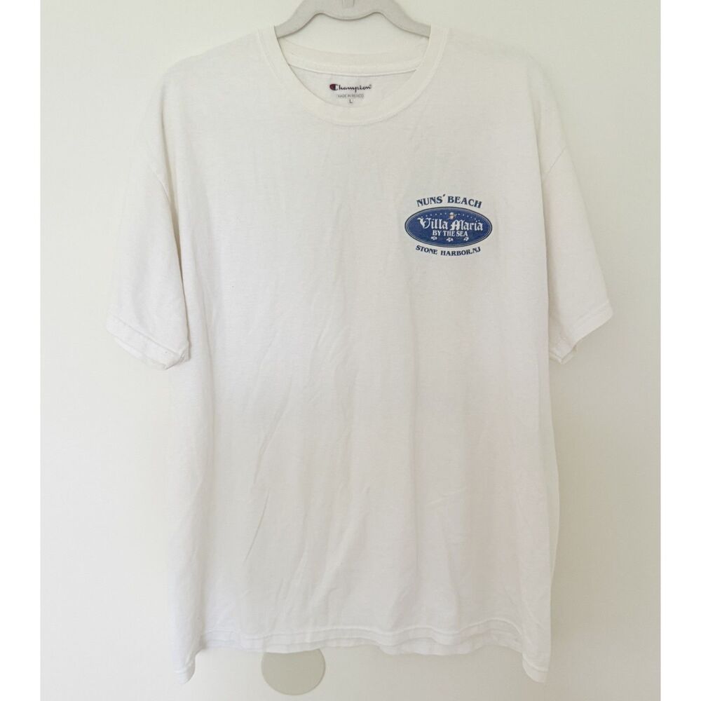 VTG Y2K 2003 Champion White Single Stitch Short Sleeve Graphic Tee Shirt Sz L